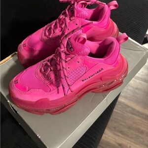 Balenciaga Women's Vibrant Pink Sneakers triple S